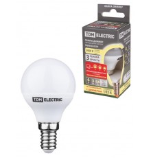 Лампа светодиодная FG45-6 Вт-230 В-3000 К-E14 "-ДИММЕР"  SQ0340-0201  TDM