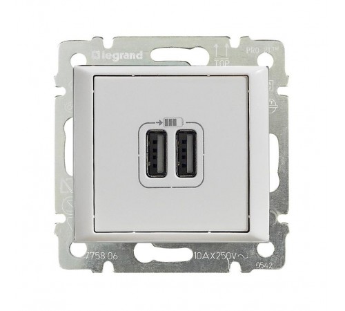 Valena Белый DIY Зарядное устройство USB тип А / тип А 3000мА 15Вт  694370  Legrand