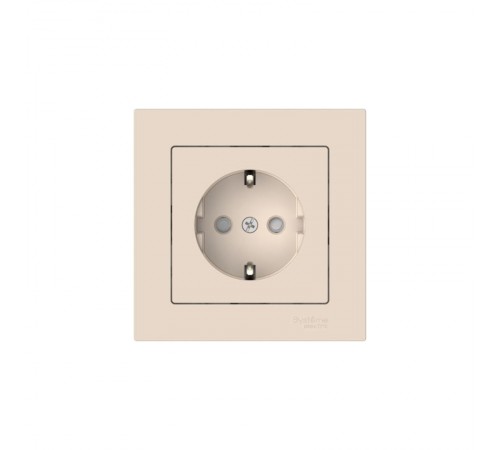 AtlasDesign Бежевый Розетка с заземлением со шторками, 16А, (в сборе с рамкой), быстрозажимные клеммы  ATN000244S  SE