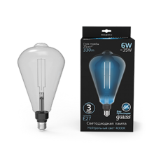 Лампа светодиодная LED Vintage Filament Straight ST164 6W E27 164*297mm Gray 330lm 4000K 1/6  157802205  Gauss