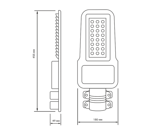 Светильник светодиодный консольный уличный Qplus 80W 9600lm 5000K 120-260V IP65 455*180*49мм черный КСС "Ш" LED 1/6  629535380  Gauss