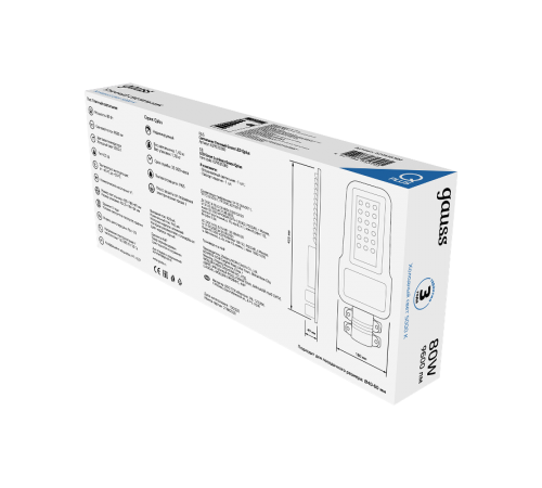 Светильник светодиодный консольный уличный Qplus 80W 9600lm 5000K 120-260V IP65 455*180*49мм черный КСС "Ш" LED 1/6  629535380  Gauss