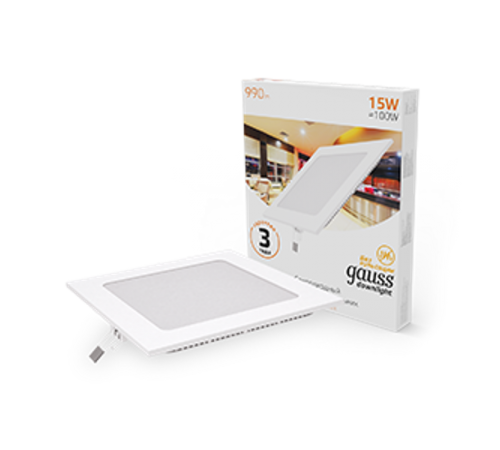 Светильник светодиодный встраиваемый ультратонкий квадратный IP20 15W 2700K  940111115  Gauss