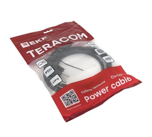 Кабель питания TERACOM для PDU IEC 60320 C13 - CEE 7/7 (Schuko)3x1,5мм2 250В 10A длина 2 м  TRC-PCA-C13-SH-2M  EKF