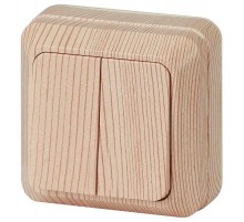 2-104-11 Intro Выключатель двойной, 10А-250В, IP20, ОУ, Quadro, сосна  Б0027642  Intro