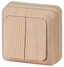 2-104-11 Intro Выключатель двойной, 10А-250В, IP20, ОУ, Quadro, сосна  Б0027642  Intro