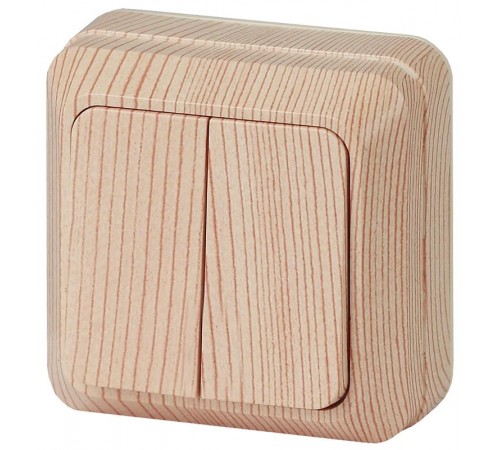 2-104-11 Intro Выключатель двойной, 10А-250В, IP20, ОУ, Quadro, сосна  Б0027642  Intro