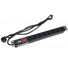 Блок розеток 19 PDU(8шт)IEC320 C13 с LED вык.алюм.проф.1U шнур 2м вилка DIN49440  PH12-8C131  ITK
