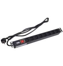 ITK PDU 7 розеток C13 с LED выкл,1U, шнур 2м вилка нем.ст  PH12-7C131  ITK