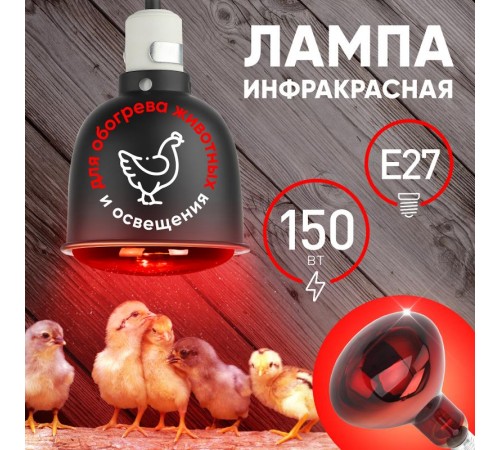 Инфракрасная лампа 150Вт ИКЗК 230-150 R127 Е27 для обогрева животных  Б0055441  ЭРА