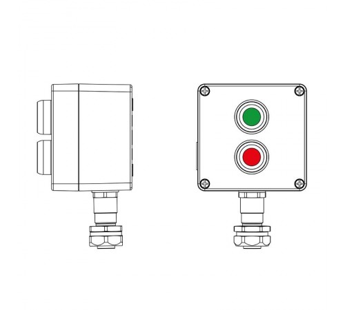 Взрывозащищенный пост управления из алюминия CPE-A-12-(1xP1G(11)-1xP1R(11))-1xKAEPM2MHK-20(C)1Ex d e IIC Т5 Gb / Ex tb IIIC T95°CDb IP66  2201.121.22