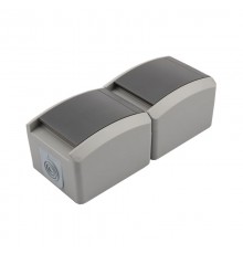 Блок вертикальный 2 розетки INDUSTRIAL IP54 с заземлением, о/у, серый  KR-78-0615  Kranz