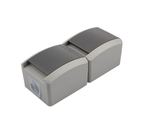 Блок вертикальный 2 розетки INDUSTRIAL IP54 с заземлением, о/у, серый  KR-78-0615  Kranz