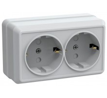 ОКТАВА белый Розетка 2-местная О/У с/з/ со шторками 16А РСш22-3-ОБ  ERO24-K01-16-DC  GENERICA