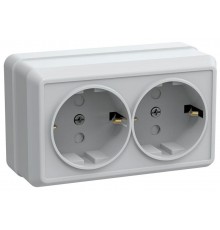ОКТАВА белый Розетка 2-местная О/У с/з/ со шторками 16А РСш22-3-ОБ  ERO24-K01-16-DC  GENERICA
