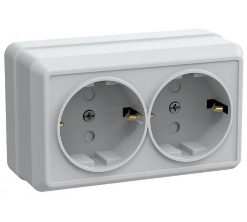 ОКТАВА белый Розетка 2-местная О/У с/з/ со шторками 16А РСш22-3-ОБ  ERO24-K01-16-DC  GENERICA
