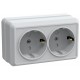 ОКТАВА белый Розетка 2-местная О/У с/з/ со шторками 16А РСш22-3-ОБ  ERO24-K01-16-DC  GENERICA