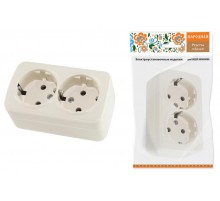 Розетка двойная 2П+3 открытой установки IP20 16А, сл. кость "Дача" Народная  SQ1824-0023  TDM