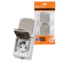 Розетка двойная 2П+3 (вертикальная) открытой установки IP54 16А "Вуокса"   SQ1803-0009  TDM