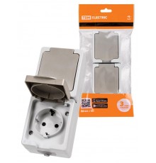 Розетка двойная 2П+3 (вертикальная) открытой установки IP54 16А "Вуокса"   SQ1803-0009  TDM