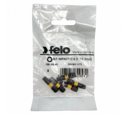 Бита ударная Torx серия Impact 30X25, 5 шт  02630040  Felo
