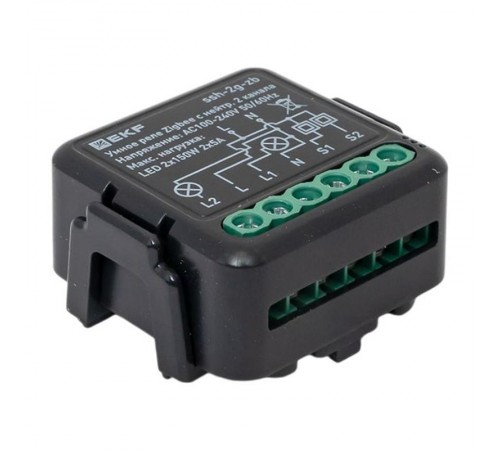 Умное реле в подрозетник 2-канальное с нейтралью Zigbee EKF Connect Select  ssh-2g-zb  EKF
