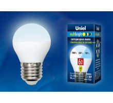 Лампа светодиодная LED-G45-6W/NW/E27/FR/MB PLM11WH LED. "шар", матовая. Серия Multibright. 4000K 100-50-10 .  UL-00002378  Uniel