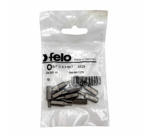 Бита шестигранная серия Industrial HEX 3,0X25, 10 шт  02430010  Felo