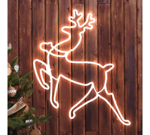 Неоновая фигура Олень, холодный белый свет,  ENIOF - 14  ,  64*60 см, 220V, длина провода 1 м, IP44  Б0051952  ЭРА