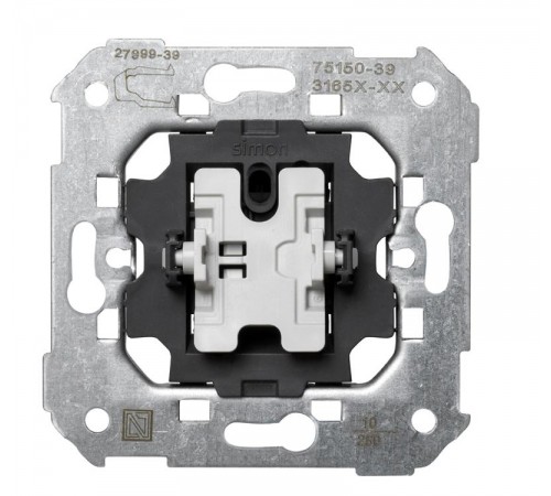 Simon 75 Механизм Выключатель 1-кл кнопочный, 10А, S82, S82N, S88, S82 Detail  75150-39  Simon