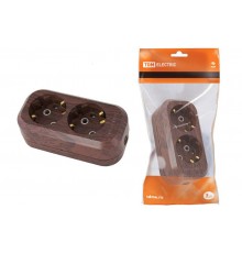 Колодка розеточная 2 гнезда 2П+З 16А 250В "Эко" (бук)   SQ1806-0060  TDM