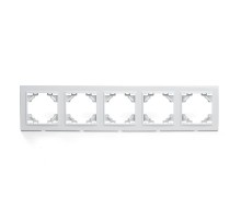 Рамка пятиместная горизонтальная, серия Эрна, PFR00-9005-01, белый  39620  STEKKER