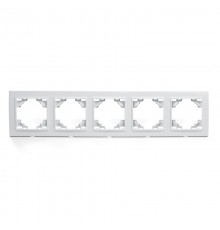 Рамка пятиместная горизонтальная, серия Эрна, PFR00-9005-01, белый  39620  STEKKER