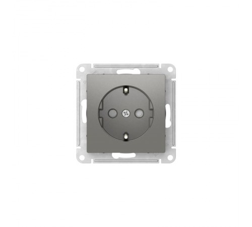 AtlasDesign Сталь Розетка с заземлением со шторками, 16А, механизм, быстрозажимные клеммы  ATN000945S  SE