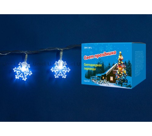 Гирлянда светодиодная  "Снежинки" с контроллером  ULD-S0280-020/DTA WHITE IP20 SNOWFLAKES   20 диодов 28 м белая IP20 шнур прозр..  07923  Uniel