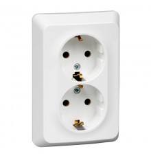 Этюд Белый С/У Розетка 2-ая с заземлением без шторок 16А 250B  PC16-107B  SE