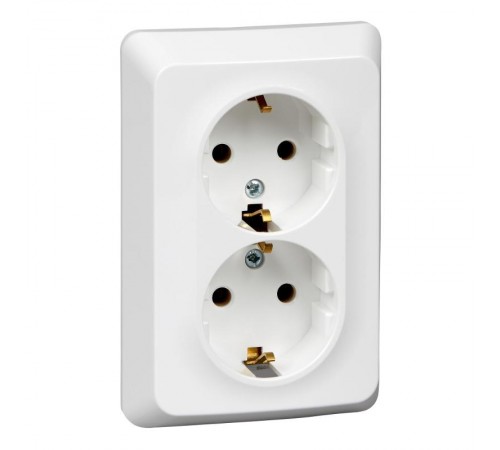 Этюд Белый С/У Розетка 2-ая с заземлением без шторок 16А 250B  PC16-107B  SE