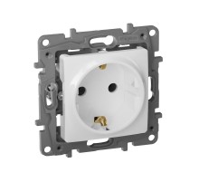 Etika Белый Розетка с заземлением, винтовые клеммы  672221  Legrand