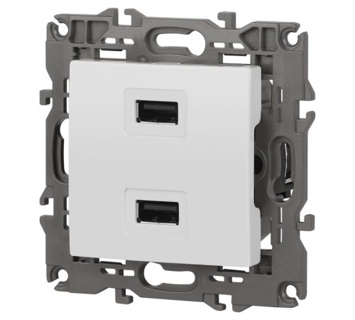 14-4110-01 Устройство зарядное USB, 230В/5В-2100мА, IP20, Эра Elegance, белый  Б0034358  ЭРА