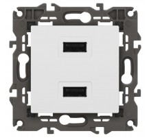 14-4110-01 Устройство зарядное USB, 230В/5В-2100мА, IP20, Эра Elegance, белый  Б0034358  ЭРА