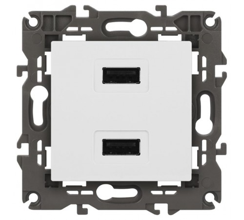 14-4110-01 Устройство зарядное USB, 230В/5В-2100мА, IP20, Эра Elegance, белый  Б0034358  ЭРА