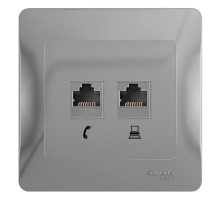 Glossa Алюминий Розетка 2-я RJ11+RJ45, кат.5E  GSL000385  SE