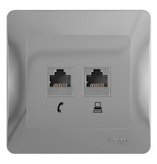 Glossa Алюминий Розетка 2-я RJ11+RJ45, кат.5E  GSL000385  SE