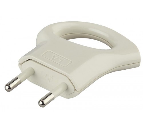 Вилка V1  б/з 6A с кольцом непрямой ввод белая (10/200/9600) Б0019182  ЭРА