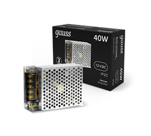 Блок питания для светодиодной ленты LED STRIP PS 40W 12V IP20  202003040  Gauss