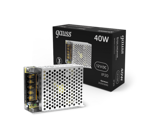 Блок питания для светодиодной ленты LED STRIP PS 40W 12V IP20  202003040  Gauss