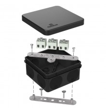 Коробка огнестойкая для о/п двухкомпонентная 60-0210-FR2.5-6 Е15-Е120 RAL9005 80х80х40 (44 шт/кор) черная  60-0210-9005-FR2.5-6  Промрукав