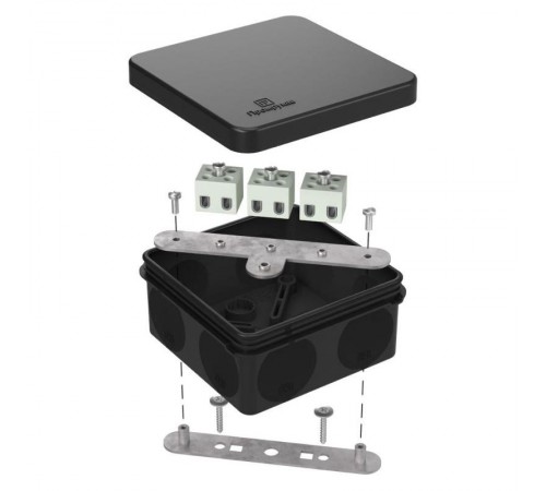 Коробка огнестойкая для о/п двухкомпонентная 60-0210-FR2.5-6 Е15-Е120 RAL9005 80х80х40 (44 шт/кор) черная  60-0210-9005-FR2.5-6  Промрукав