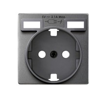 Накладка для розетки Schuko с зарядным устройством 2хUSB цвета матовый титан S82 Concept  8200049-096  Simon