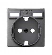 Накладка для розетки Schuko с зарядным устройством 2хUSB цвета матовый титан S82 Concept  8200049-096  Simon